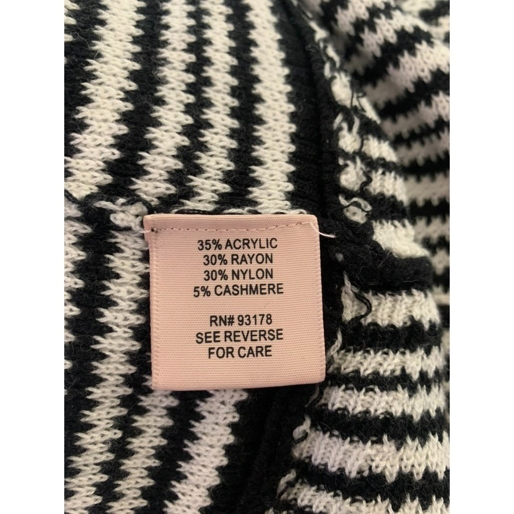 Philosophy by Republic Sz Med Women Ruffled Hem Sweater Black White Stripe Soft - Picture 5 of 8